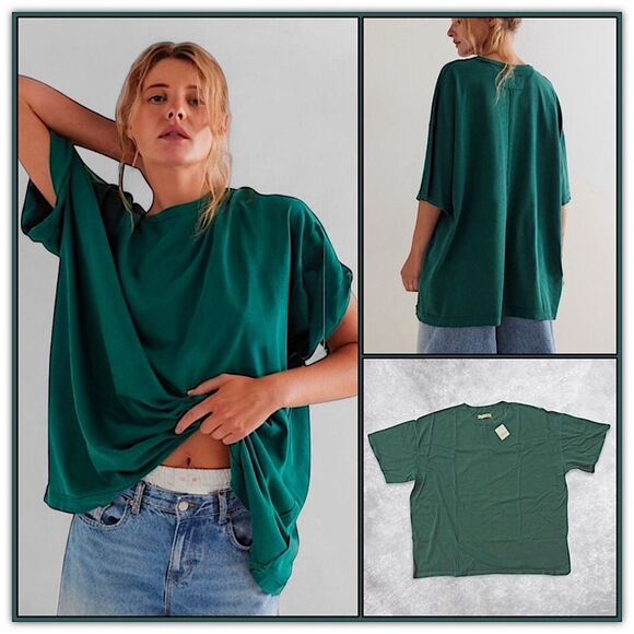 Free People We The Free Devon Tee Rain Forest Green - Picture 11 of 15